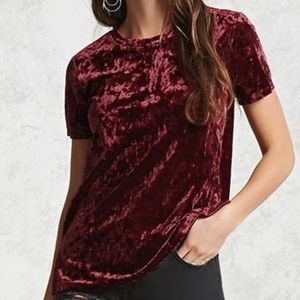 Wine/Maroon/Burgundy Crushed Velvet T-Shirt